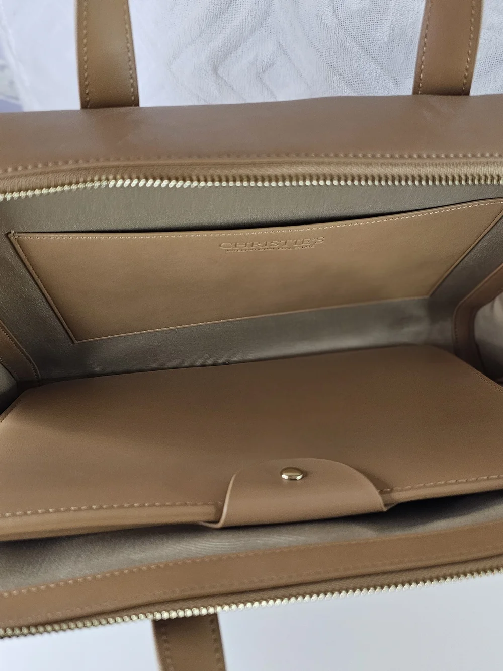 Tan Leather Top-Handle Briefcase